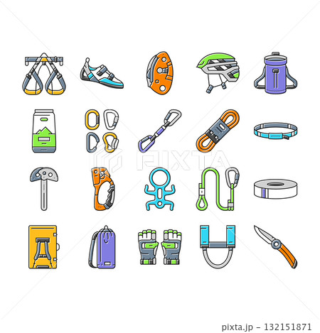 rock climbing bouldering icons set vector 132151871