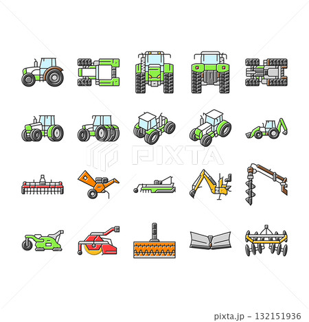 tractor farming agriculture icons set vector tractor farming agriculture icons set vector 132151936