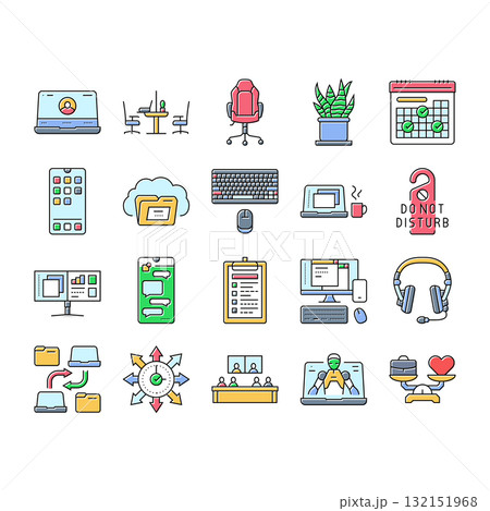 hybrid work model remote icons set vector 132151968