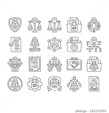 ethical ai bias transparency icons set vector 132151974