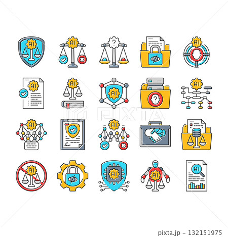 ethical ai bias transparency icons set vector 132151975