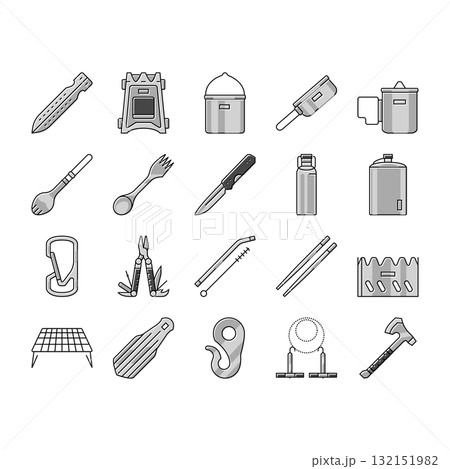 titanium lightweight accessories icons set vector 132151982