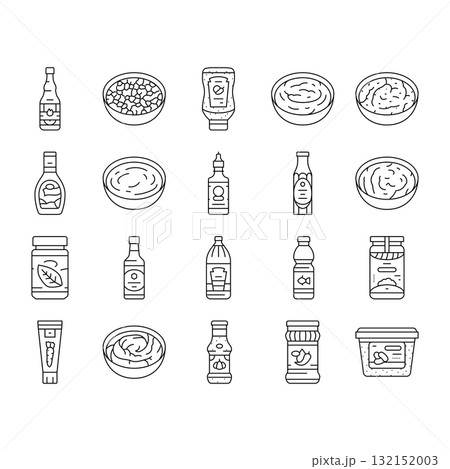 condiment ketchup mustard icons set vector 132152003