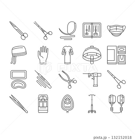 surgeon accessories scalpel icons set vector 132152018