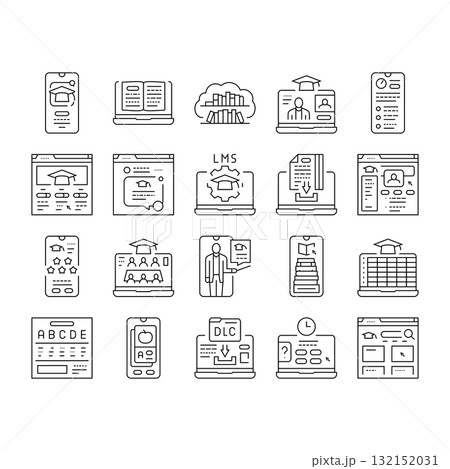 education platform edtech icons set vector 132152031