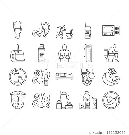 diarrhea causes icons set vector diarrhea causes icons set vector 132152033