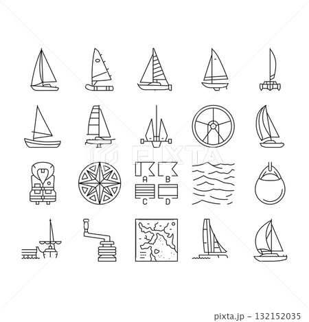 sailing sport yacht regatta icons set vector sailing sport yacht regatta icons set vector 132152035