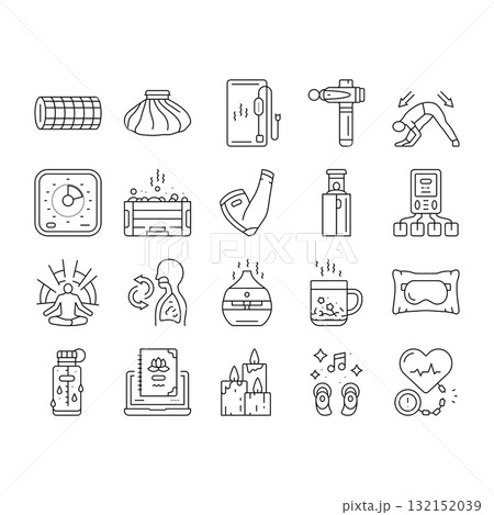 recovery wellness practices icons set vector recovery wellness practices icons set vector 132152039