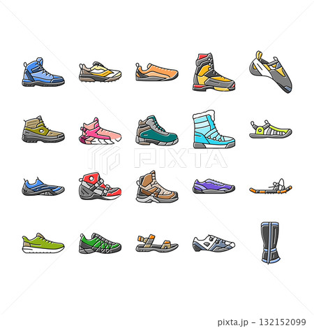 footwear tourism shoes sandals icons set vector 132152099