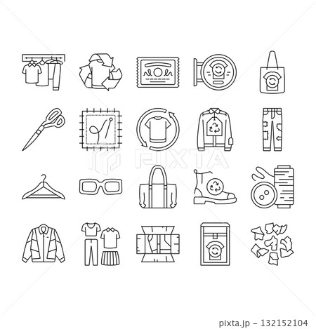 thrift driven fashion sustainable icons set vector 132152104