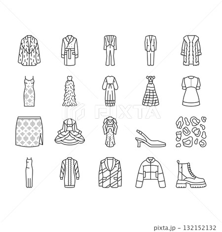 stylish clothes fashion trendy icons set vector 132152132
