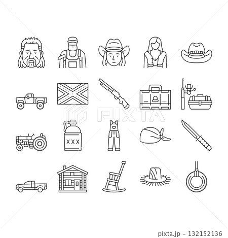 redneck country southern rural icons set vector redneck country southern rural icons set vector 132152136