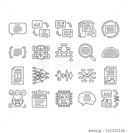 natural language processing nlp icons set vector natural language processing nlp icons set vector 132152138
