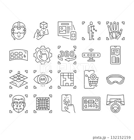 augmented reality virtual ar vr icons set vector augmented reality virtual ar vr icons set vector 132152159