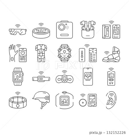 wearable technologies tracker icons set vector 132152226