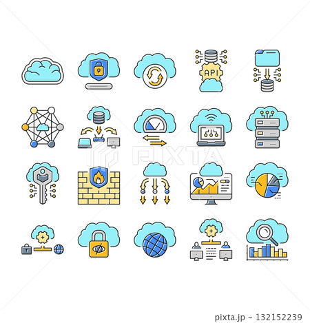 cloud computing virtualization icons set vectorのイラスト素材 [132152239] - PIXTA