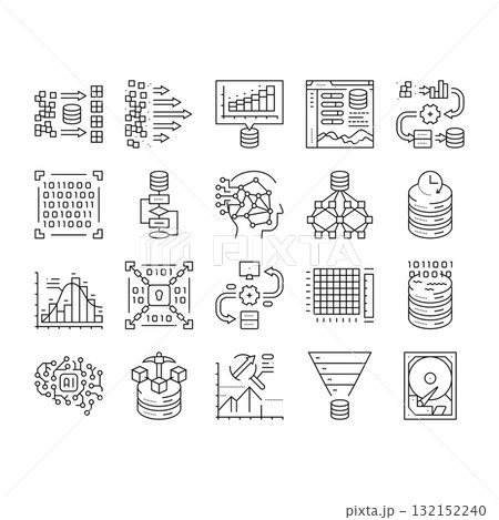 big data analytics hadoop icons set vector big data analytics hadoop icons set vector 132152240