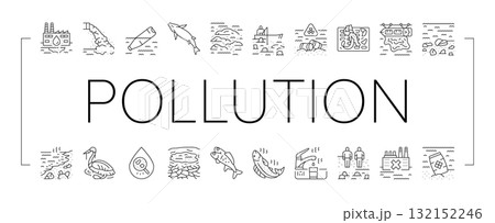 water pollution contamination icons set vector water pollution contamination icons set vector 132152246