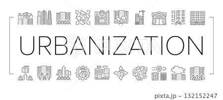 urbanization city development icons set vector urbanization city development icons set vector 132152247