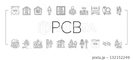 pcb pollution contamination icons set vector 132152249