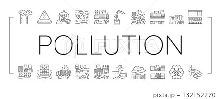 chemical pollution toxins icons set vector 132152270
