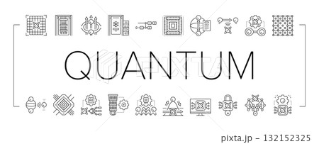 quantum computer qubit icons set vector quantum computer qubit icons set vector 132152325
