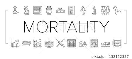mortality death life aging icons set vector 132152327
