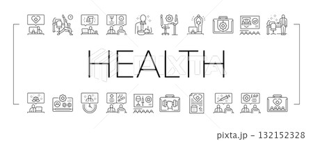 employee health office wellness icons set vector employee health office wellness icons set vector 132152328