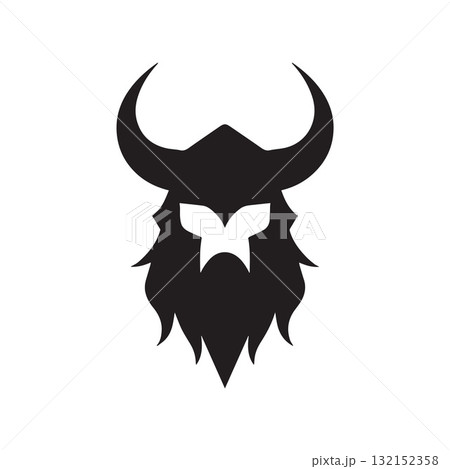 Vintage Engraved Viking Helmet Logo with Heritage Nordic Detailing 132152358