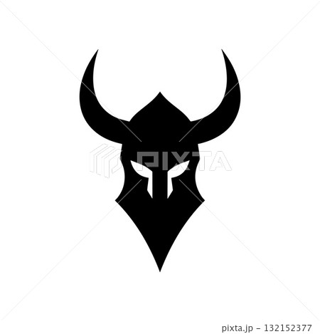 Ornamental Viking Helmet Logo with Elegant Decorative Nordic Pattern 132152377