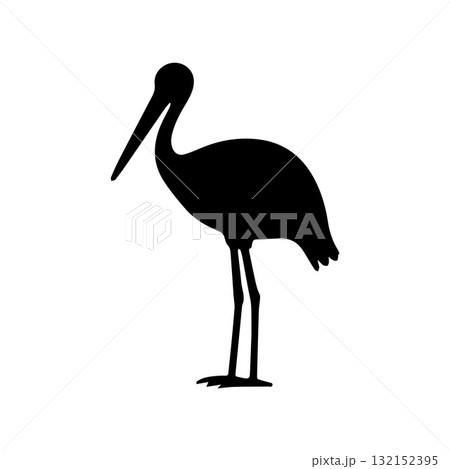 Graceful Flying Stork Logo with Mountain Horizon Symbolism 132152395