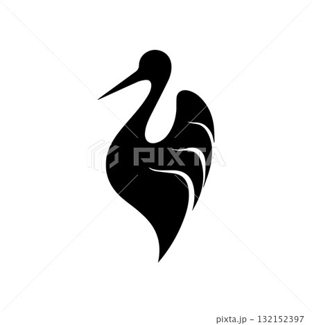 Continuous Infinity Line Stork Logo with Elegant Flowing Design 132152397