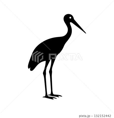 Royal Stork with Spread Wings Minimal Crowned Logo Design Royal Stork with Spread Wings Minimal Crowned Logo Design 132152442