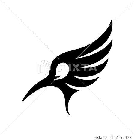 Elegant Stork Logo with Horizon Line and Balanced Composition Elegant Stork Logo with Horizon Line and Balanced Composition 132152478