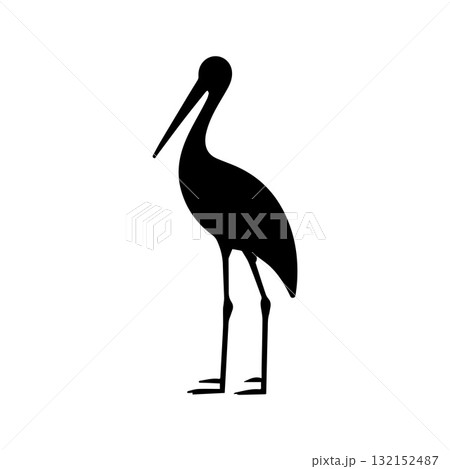Elegant Continuous Stroke Stork Symbol in Modern Outline Style 132152487