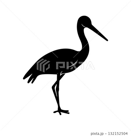 Folded Modern Stork Symbol in Minimal Black Silhouette Folded Modern Stork Symbol in Minimal Black Silhouette 132152504
