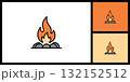 Campfire Icon with Stones for Outdoor Camping and Adventure 132152512