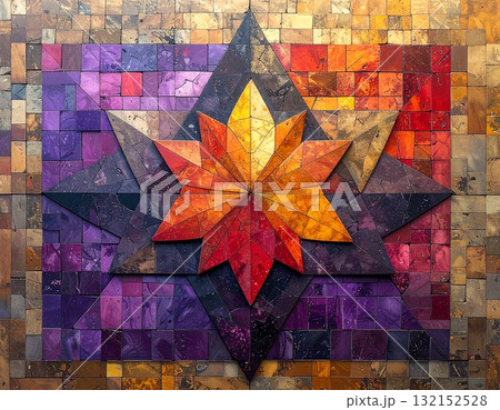 【AI生成画像】赤紫オーラアート　トライアングルデザイン 132152528