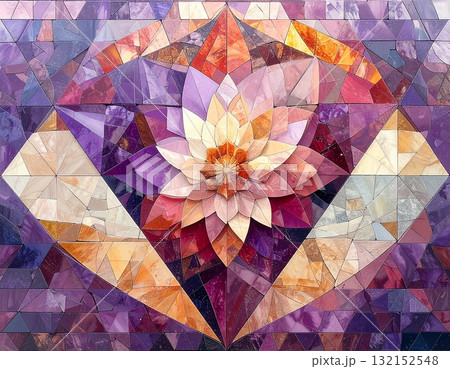 【AI生成画像】赤紫オーラアート　トライアングルデザイン 132152548