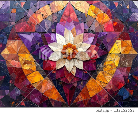 【AI生成画像】赤紫オーラアート　トライアングルデザイン 132152555