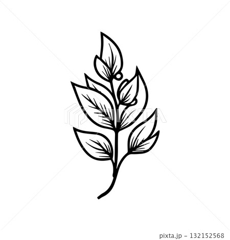 Monochrome Coffee Plant Emblem Logo for Cafe Branding 132152568