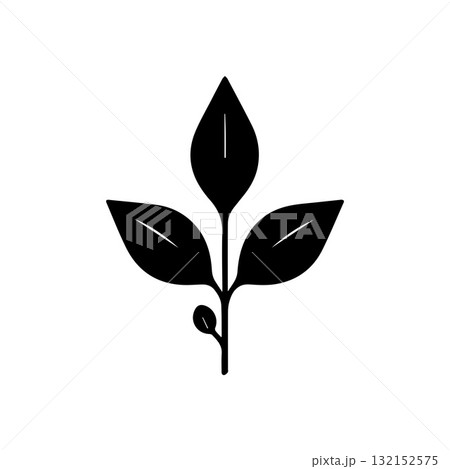 Abstract Geometric Coffee Plant Logo with Bold Angular Shapes Abstract Geometric Coffee Plant Logo with Bold Angular Shapes 132152575