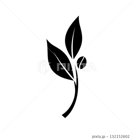 Coffee Plant Logo with Beans Formed by Negative Space Shapes 132152602