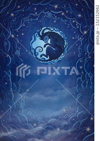 真夜中の海に浮かぶ満月 眠り ファンシー 異世界 青いイラスト 真夜中の海に浮かぶ満月 眠り ファンシー 異世界 青いイラスト 132152662