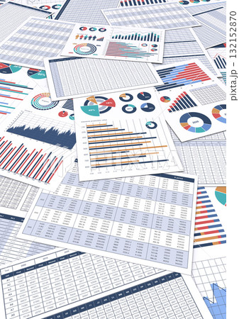 ビジネスデータをプリントした複数の書類や資料 132152870