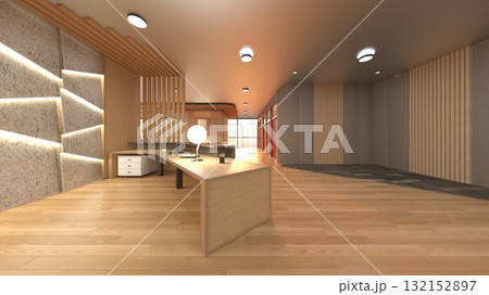 繊細なデザインの木製格子がある廊下 132152897