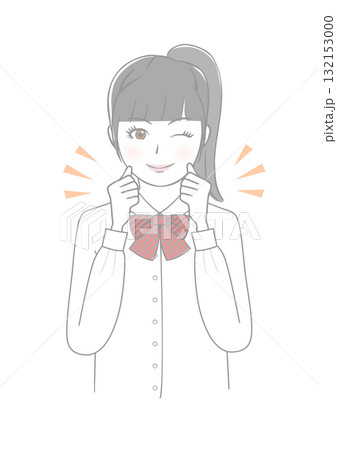 ガッツポーズをする女の子 ガッツポーズをする女の子 132153000