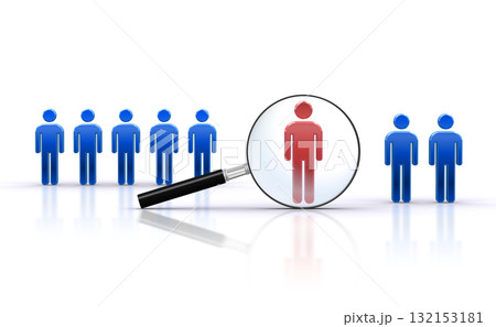 虫眼鏡で人型アイコンを検索する、人事採用やリーダー選出のイメージ 虫眼鏡で人型アイコンを検索する、人事採用やリーダー選出のイメージ 132153181