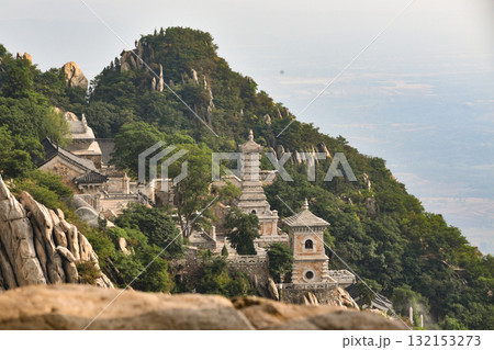 Temple clinging to the side of a mountain in Dengfeng China 132153273