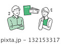 イラスト素材：年金のことについて不安になるシニア夫婦 132153317